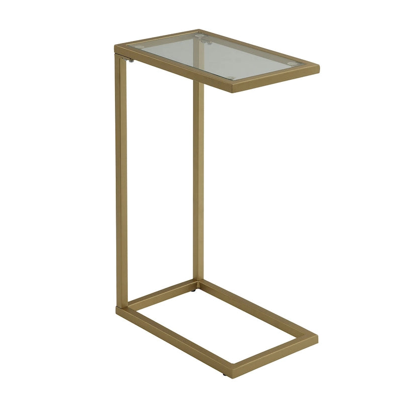 Table d'appoint Carolina Living Aggie C-Form - Plateau chêne récolte - Base fer vieilli