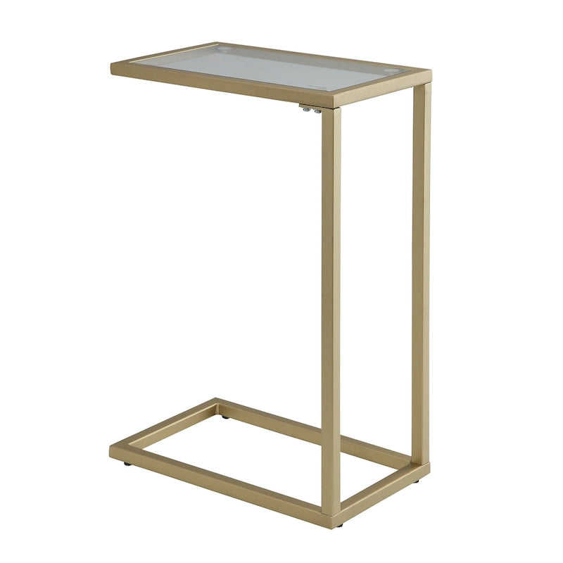 Table d'appoint Carolina Living Aggie C-Form - Plateau chêne récolte - Base fer vieilli