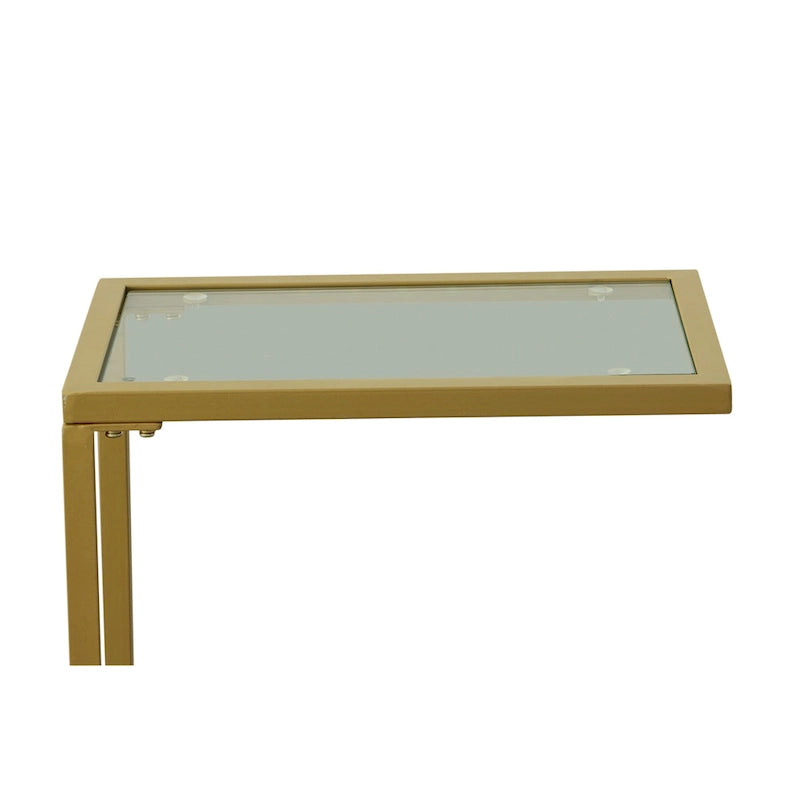 Table d'appoint Carolina Living Aggie C-Form - Plateau chêne récolte - Base fer vieilli