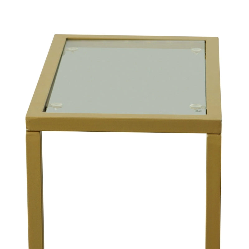 Table d'appoint Carolina Living Aggie C-Form - Plateau chêne récolte - Base fer vieilli