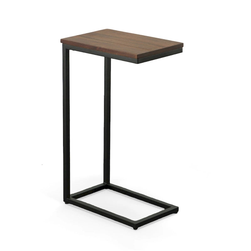 Table d'appoint Carolina Living Aggie C-Form - Plateau chêne récolte - Base fer vieilli