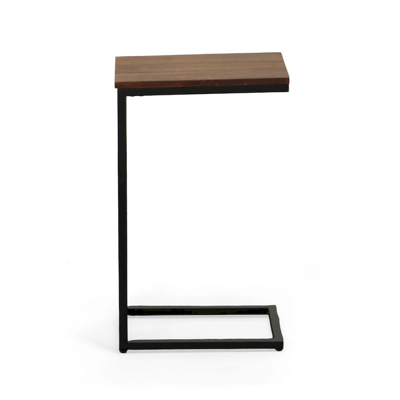 Table d'appoint Carolina Living Aggie C-Form - Plateau chêne récolte - Base fer vieilli