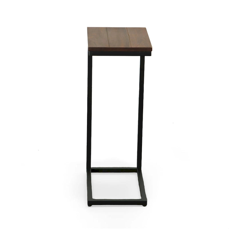Table d'appoint Carolina Living Aggie C-Form - Plateau chêne récolte - Base fer vieilli