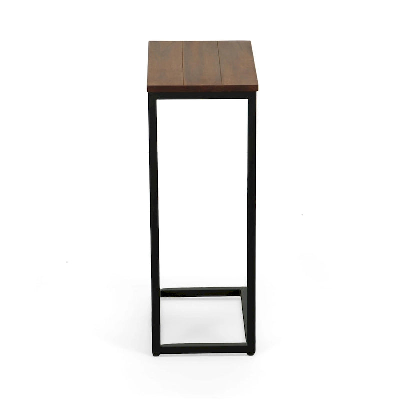 Table d'appoint Carolina Living Aggie C-Form - Plateau chêne récolte - Base fer vieilli