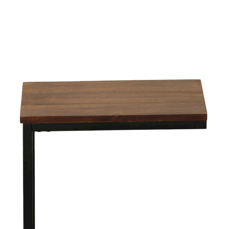 Table d'appoint Carolina Living Aggie C-Form - Plateau chêne récolte - Base fer vieilli