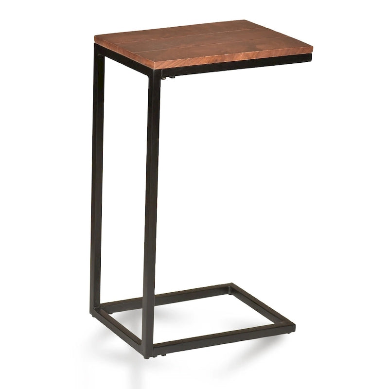 Table d'appoint Carolina Living Aggie C-Form - Plateau chêne récolte - Base fer vieilli