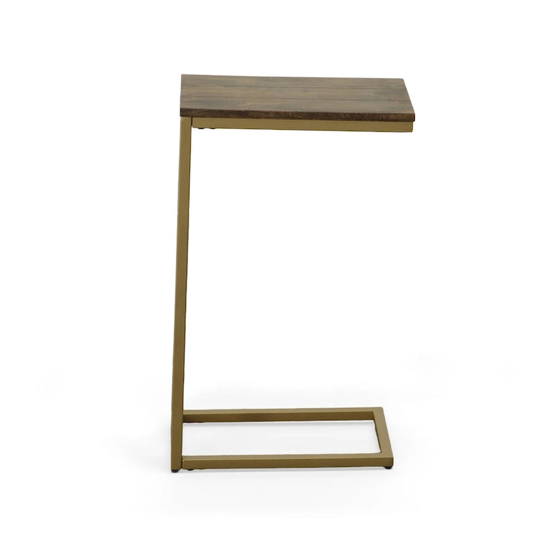 Table d'appoint Carolina Living Aggie C-Form - Plateau chêne récolte - Base fer vieilli