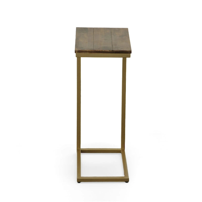 Table d'appoint Carolina Living Aggie C-Form - Plateau chêne récolte - Base fer vieilli