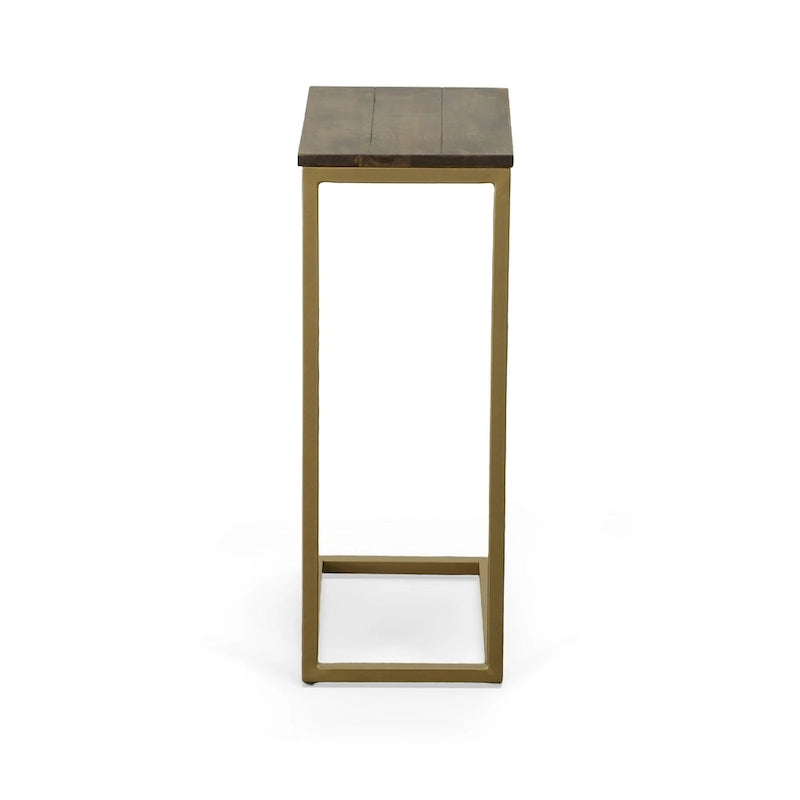 Table d'appoint Carolina Living Aggie C-Form - Plateau chêne récolte - Base fer vieilli