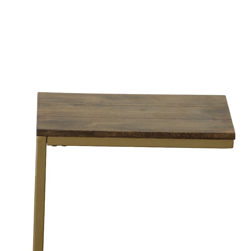Table d'appoint Carolina Living Aggie C-Form - Plateau chêne récolte - Base fer vieilli