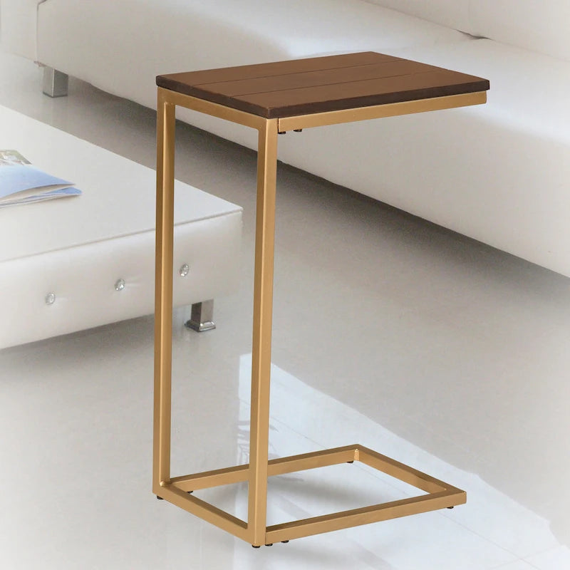 Table d'appoint Carolina Living Aggie C-Form - Plateau chêne récolte - Base fer vieilli
