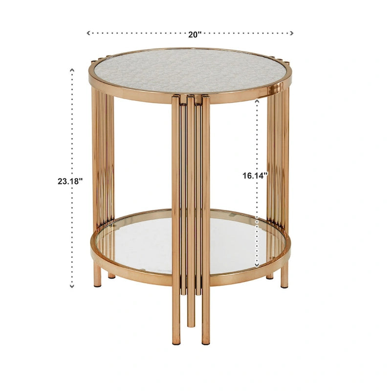 Tavolo in vetro testurizzato con ripiano Bruges Champagne Gold Finish di iNSPIRE Q Bold