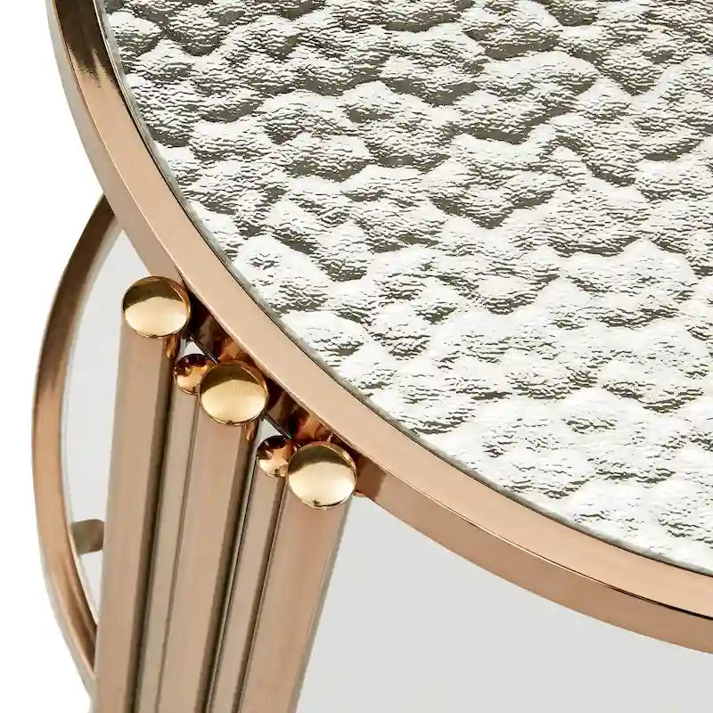 Tavolo in vetro testurizzato con ripiano Bruges Champagne Gold Finish di iNSPIRE Q Bold