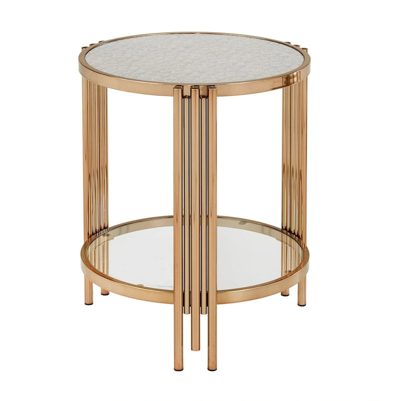 Tavolo in vetro testurizzato con ripiano Bruges Champagne Gold Finish di iNSPIRE Q Bold