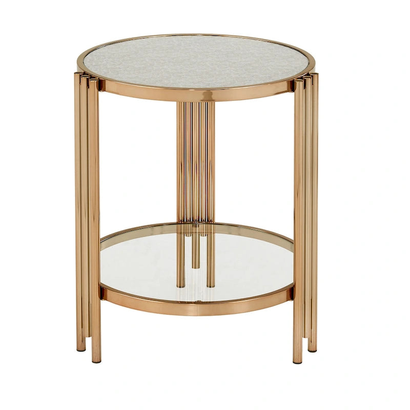 Tavolo in vetro testurizzato con ripiano Bruges Champagne Gold Finish di iNSPIRE Q Bold