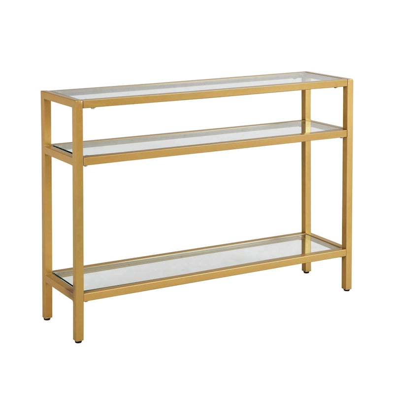 Tavolo consolle a 3 ripiani in vetro Carolina Living Chrysalis - Oro