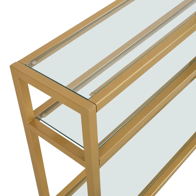 Tavolo consolle a 3 ripiani in vetro Carolina Living Chrysalis - Oro