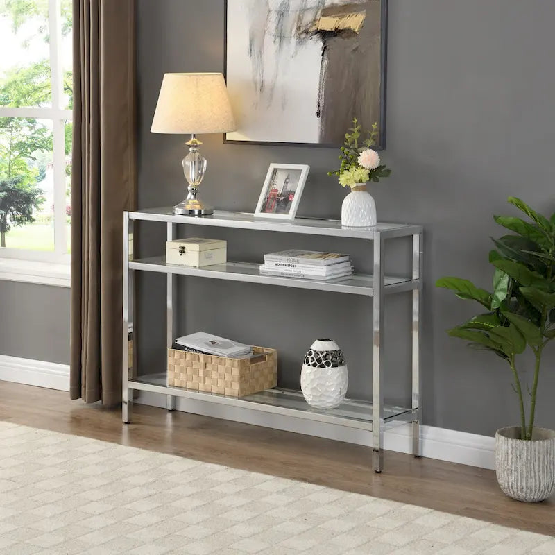 Tavolo consolle a 3 ripiani in vetro Carolina Living Chrysalis - Oro
