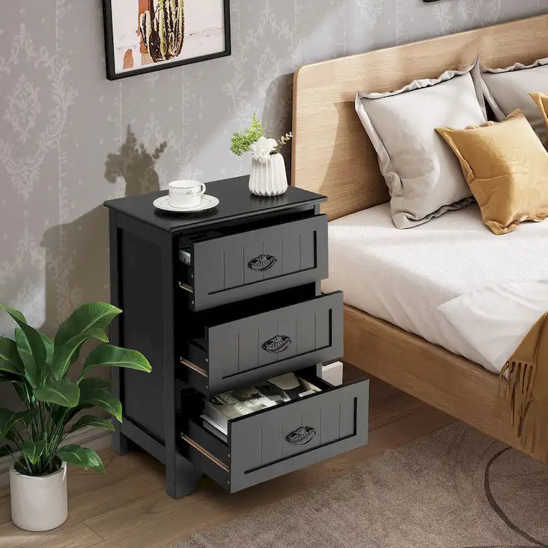 Comodino con 3 cassetti Tavolino da camera Organizer Contenitore Tavolino d'accento