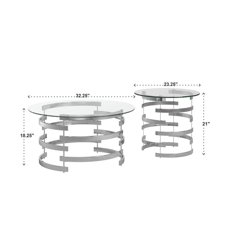 Table d'appoint Nova avec plateau en verre et base en fer Vortex par iNSPIRE Q Bold