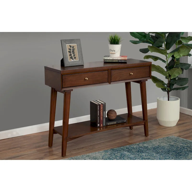 Alpine Furniture Flynn Consolle Moderno Metà Secolo con 2 Cassetti