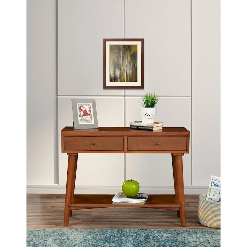 Alpine Furniture Flynn Consolle Moderno Metà Secolo con 2 Cassetti