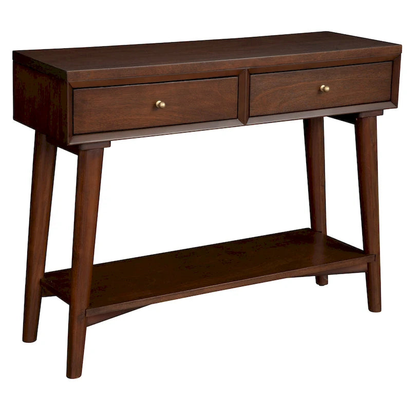 Alpine Furniture Flynn Consolle Moderno Metà Secolo con 2 Cassetti