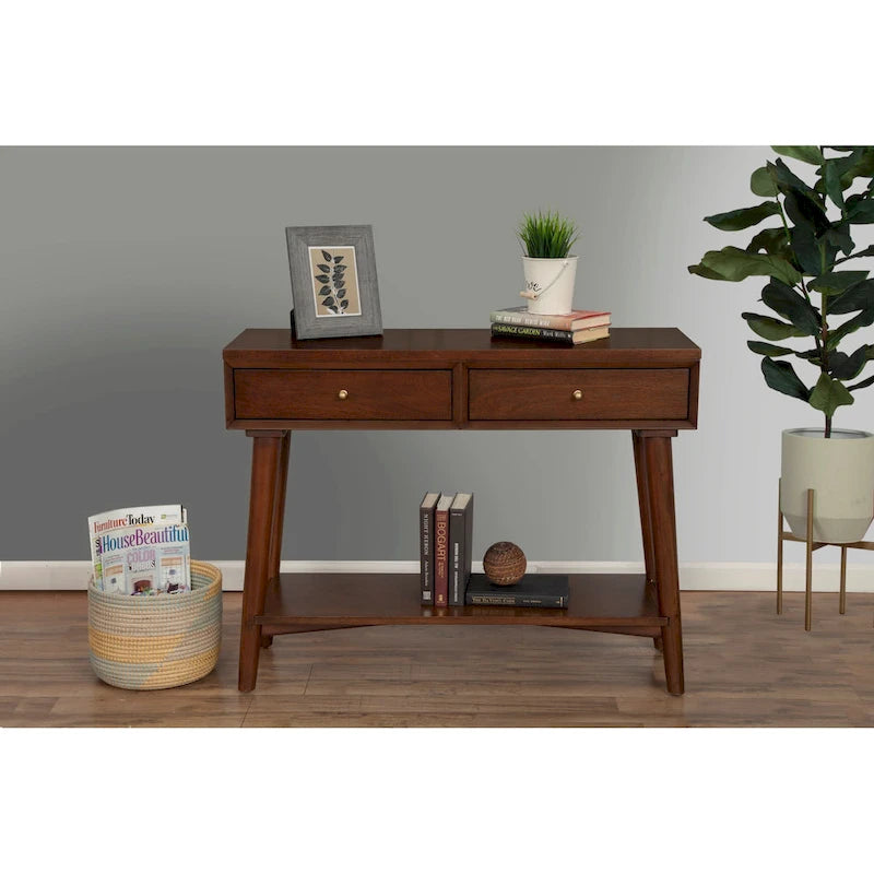 Alpine Furniture Flynn Consolle Moderno Metà Secolo con 2 Cassetti