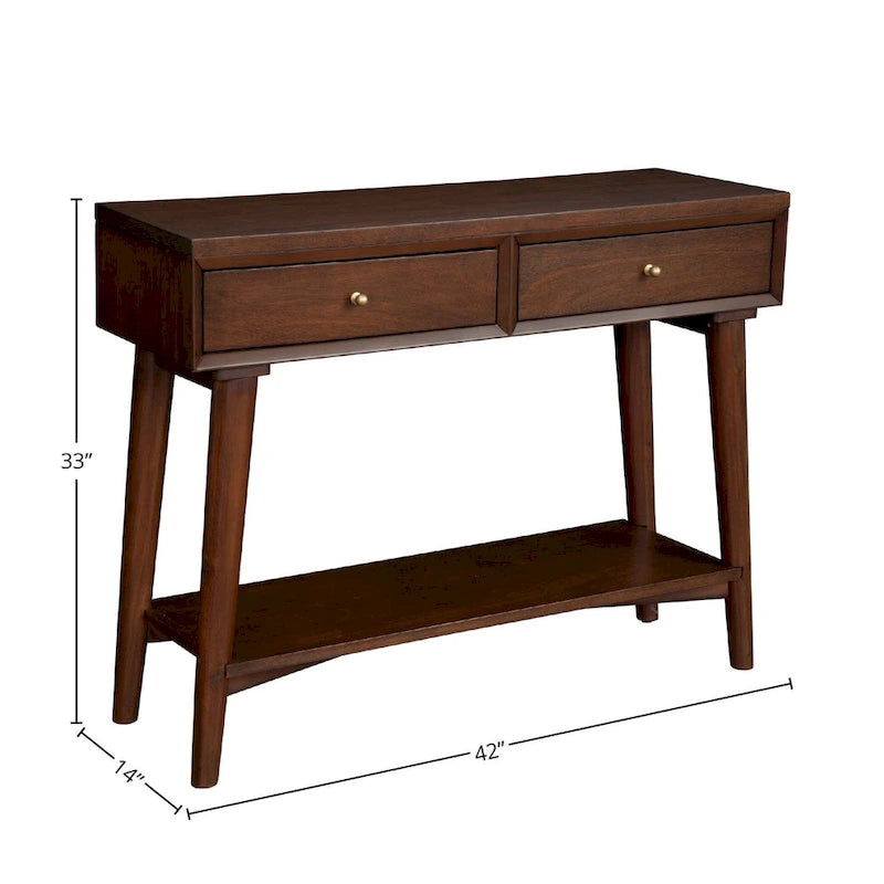Alpine Furniture Flynn Consolle Moderno Metà Secolo con 2 Cassetti