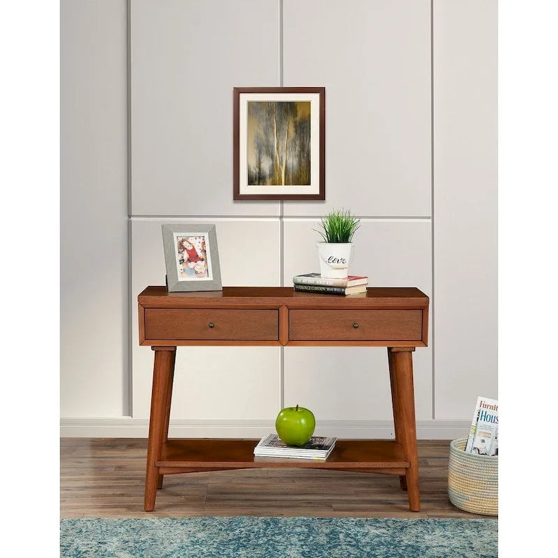 Alpine Furniture Flynn Consolle Moderno Metà Secolo con 2 Cassetti