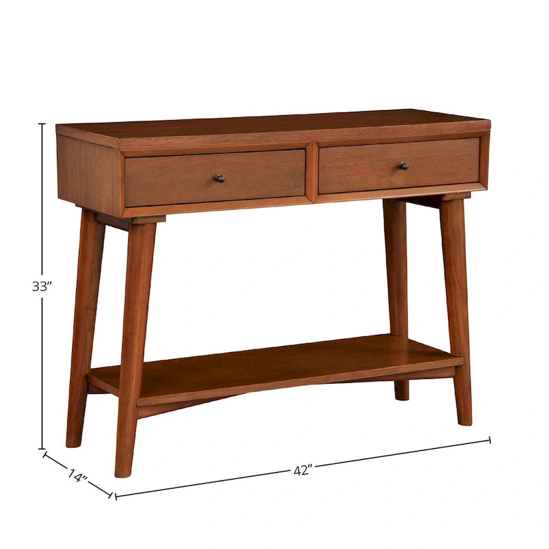 Alpine Furniture Flynn Consolle Moderno Metà Secolo con 2 Cassetti