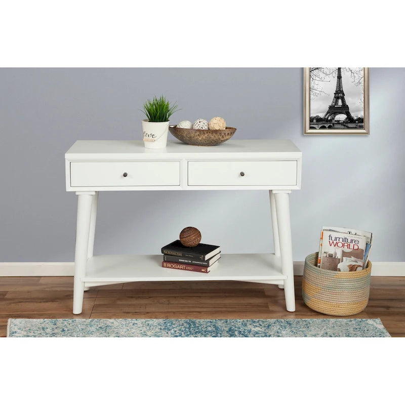 Alpine Furniture Flynn Consolle Moderno Metà Secolo con 2 Cassetti