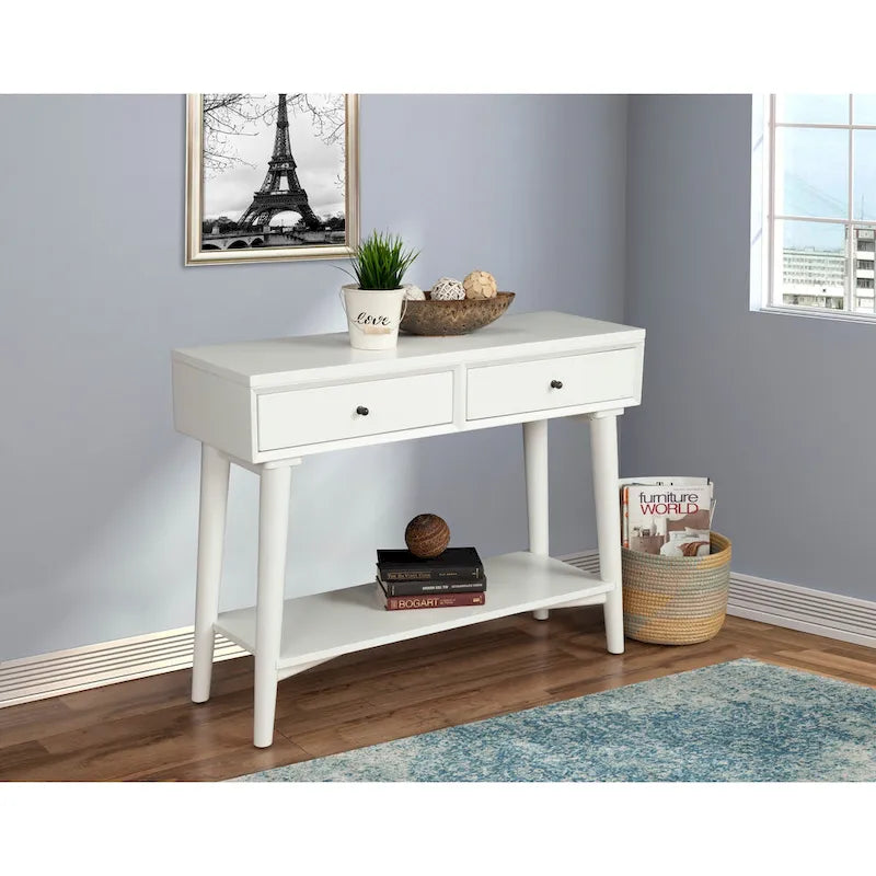 Alpine Furniture Flynn Consolle Moderno Metà Secolo con 2 Cassetti