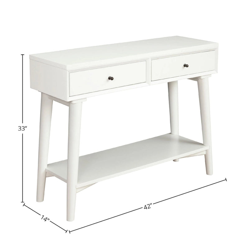 Alpine Furniture Flynn Consolle Moderno Metà Secolo con 2 Cassetti
