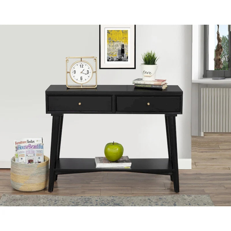 Alpine Furniture Flynn Consolle Moderno Metà Secolo con 2 Cassetti