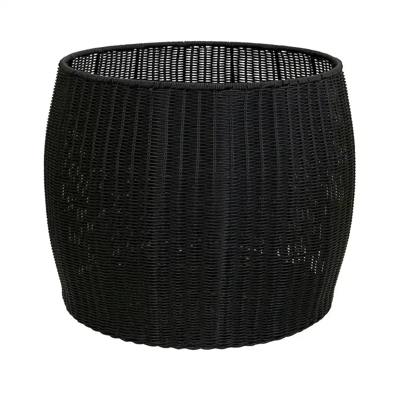 Household Essentials Contenitore-Tavolino da Salotto a Barile in Resina Intrecciata