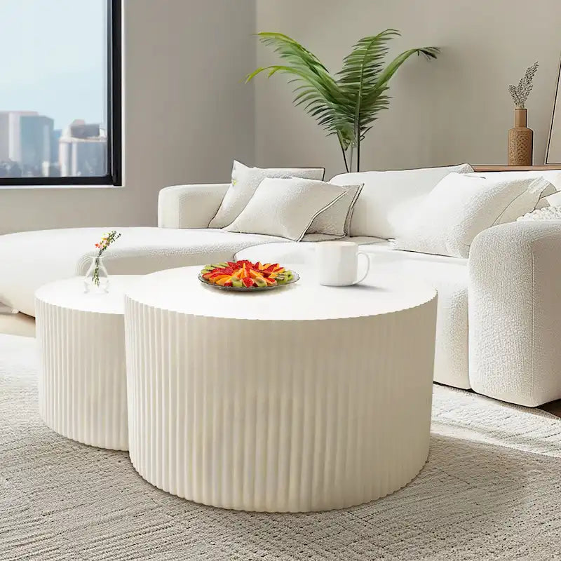 Set di tavolini da caffè sovrapponibili Wave Stripe per soggiorno e camera da letto