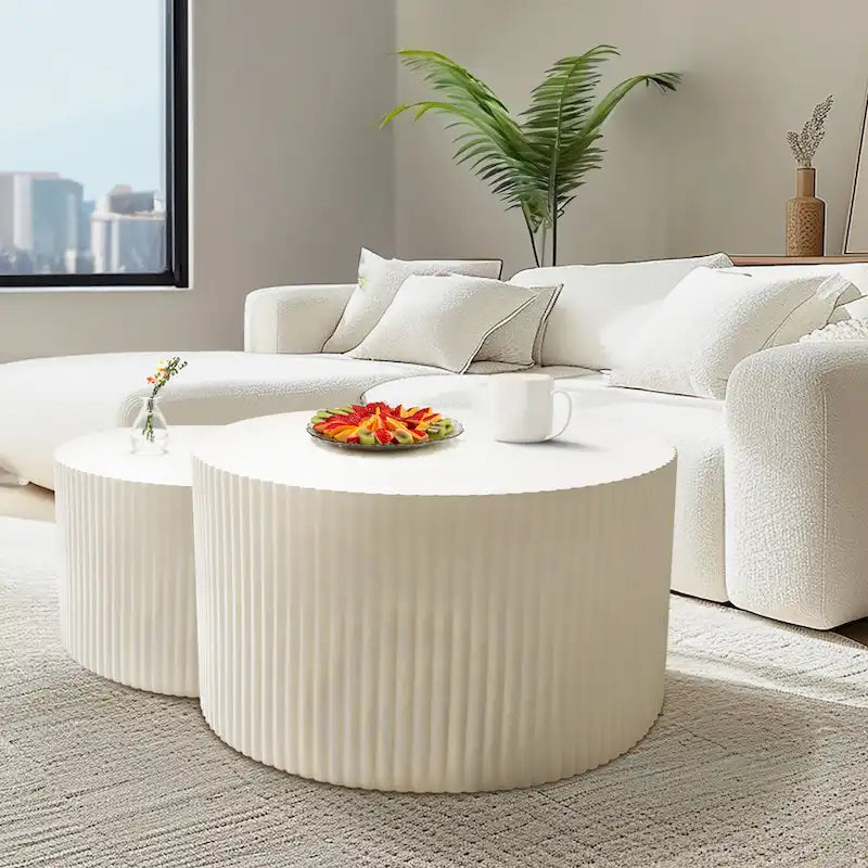 Set di tavolini da caffè sovrapponibili Wave Stripe per soggiorno e camera da letto