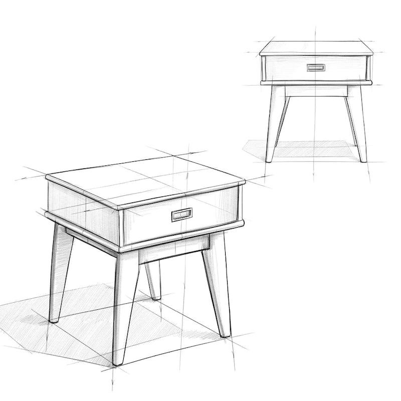 WYNDENHALL Tierney, tavolo occasionale rettangolare moderno di metà secolo, in LEGNO MASSELLO, larghezza 56 cm - 56 L x 51 P x 56 A cm