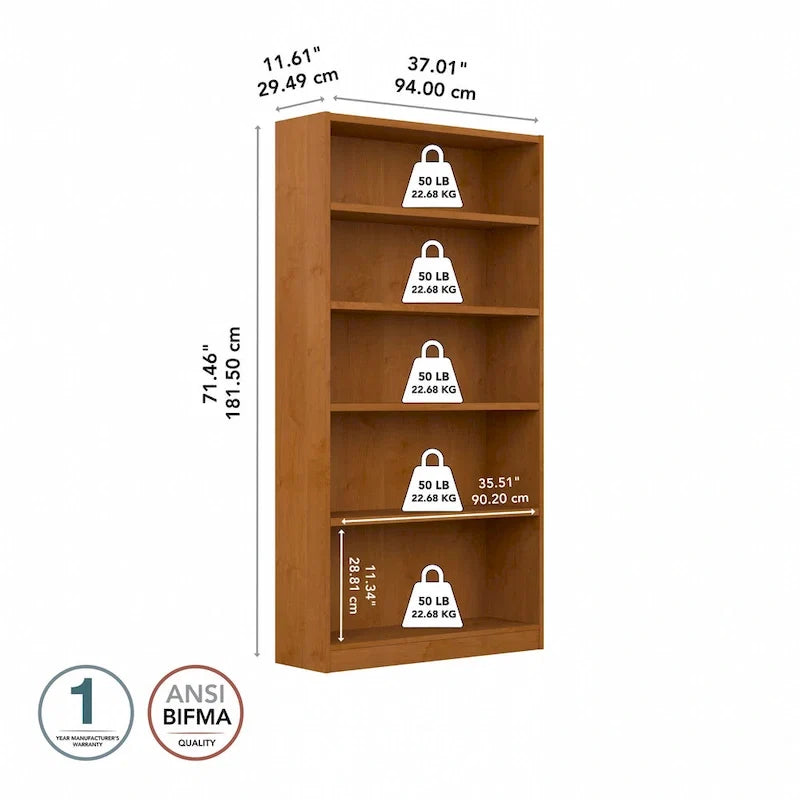 Libreria a 5 ripiani alta universale di Bush Furniture