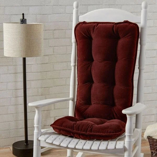 Set cuscini reversibili per sedia a dondolo Jumbo in ciniglia, 2 pezzi, bordeaux