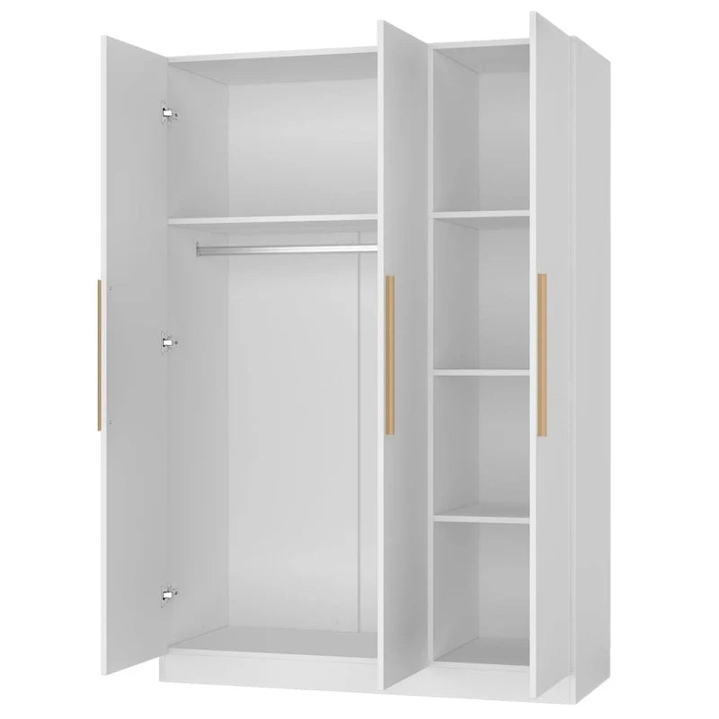 Guardaroba Armadio Mobile in Legno con 6 Cubi Contenitori e Asta Appendiabiti