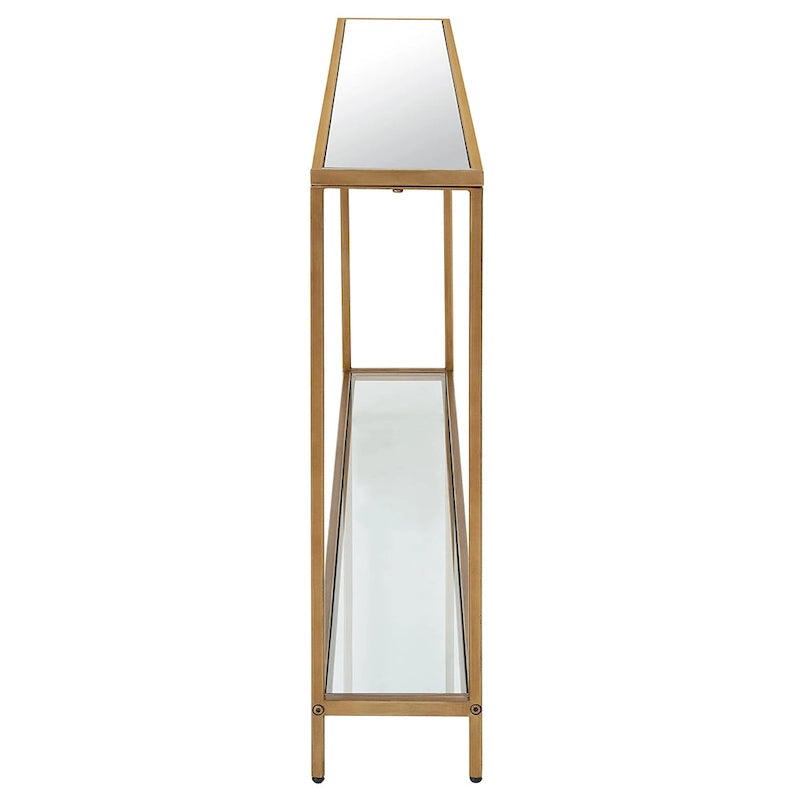 Copper Grove Metal and Tempered Glass Narrow Console Table