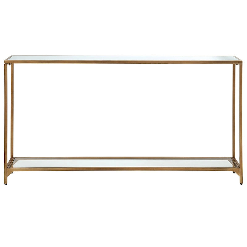 Consolle stretta in metallo e vetro temperato Copper Grove