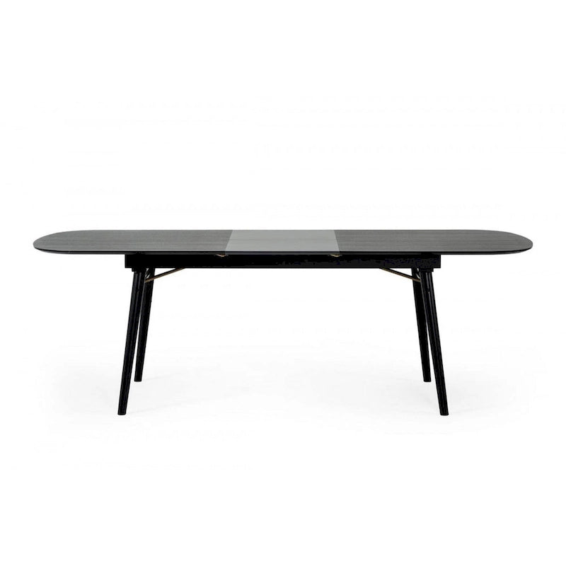 Tavolo da Pranzo in Legno con Piano Ovale e Prolunga, Grigio Carbone