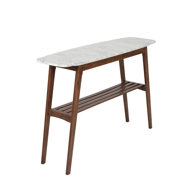 Consolle rettangolare Castello 43 con ripiano in marmo bianco di Carrara - 43L x 12W x 31H - 43L x 12W x 31H