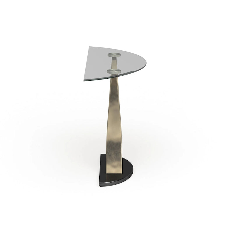 Console demi-lune en métal argenté moderne Wuct 46 pouces avec plateau en verre de Furniture of America