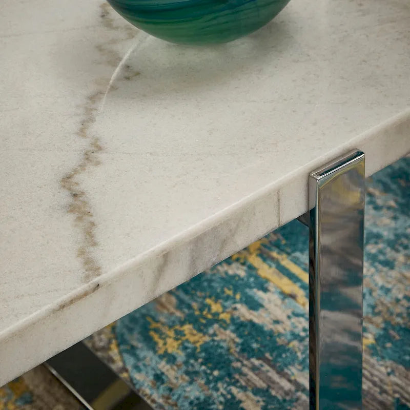 Tavolino da Caffè con Struttura Cromata e Top in Marmo Azel o Set di Tavoli di iNSPIRE Q Modern