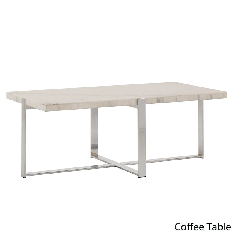 Tavolino da Caffè con Struttura Cromata e Top in Marmo Azel o Set di Tavoli di iNSPIRE Q Modern