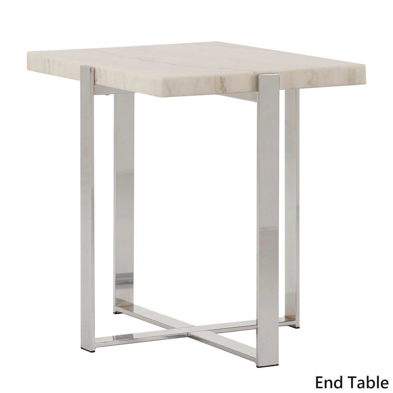 Tavolino da Caffè con Struttura Cromata e Top in Marmo Azel o Set di Tavoli di iNSPIRE Q Modern